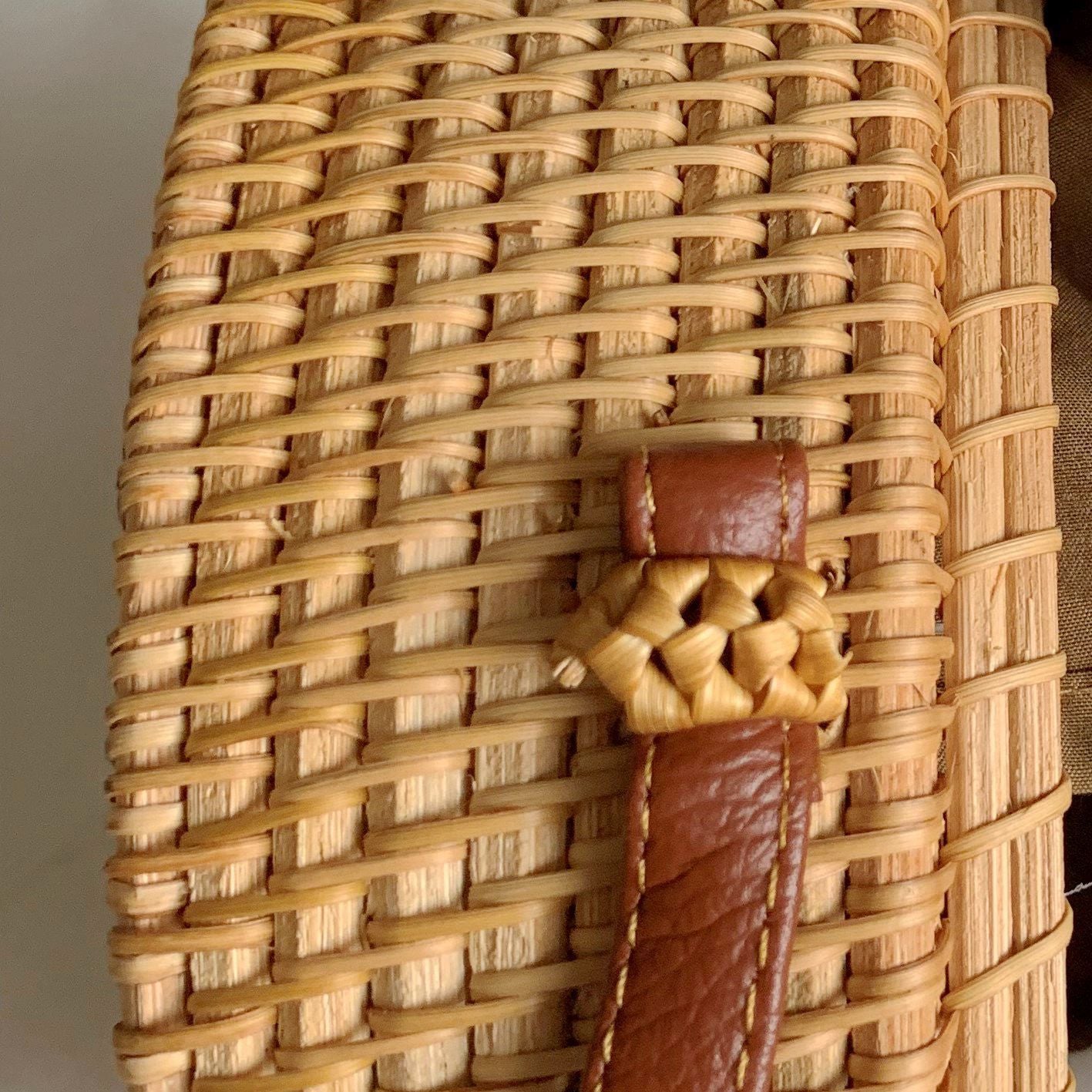 Semi-Circle Rattan Woven Bag