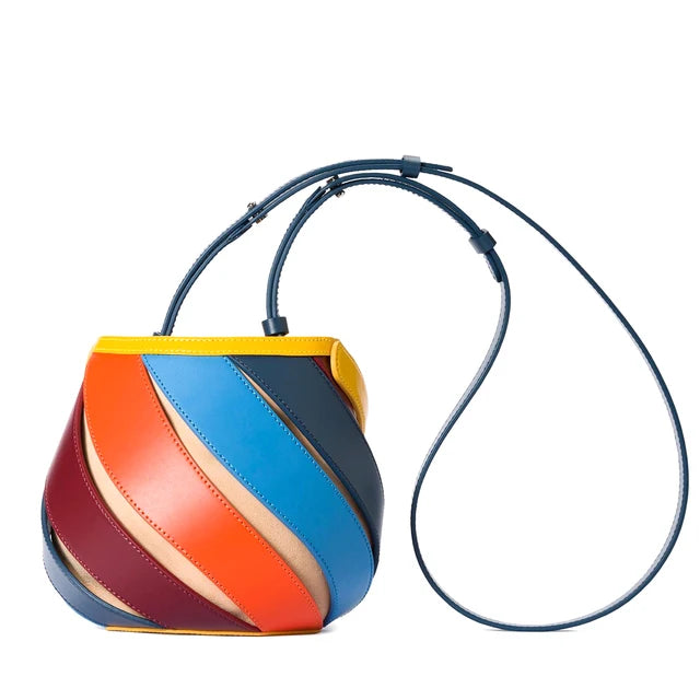 Colorful Striped Leather Tote