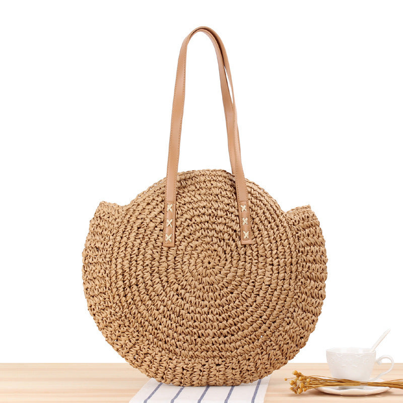 Simple Round Straw Tote