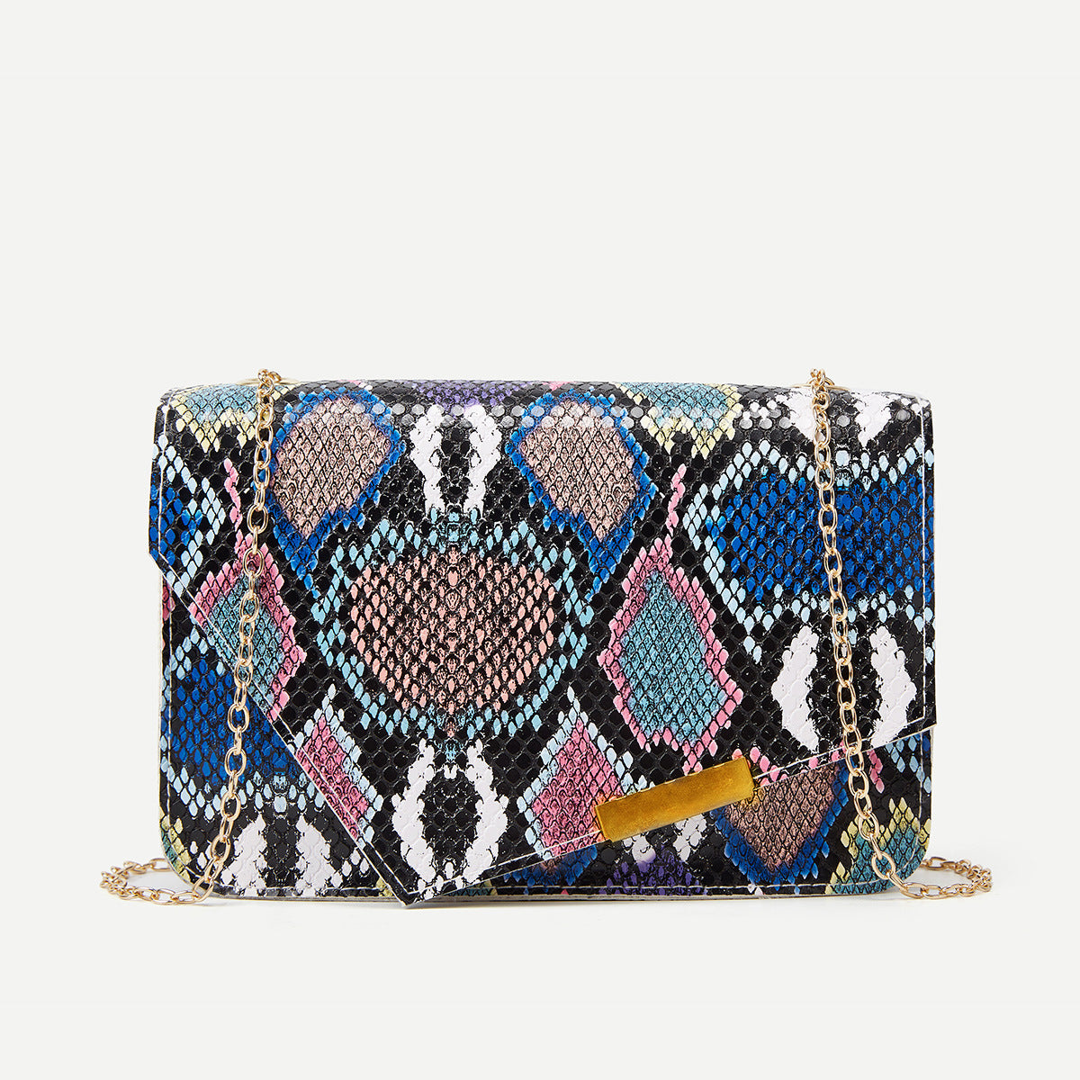 Snake Print Charm Clutch