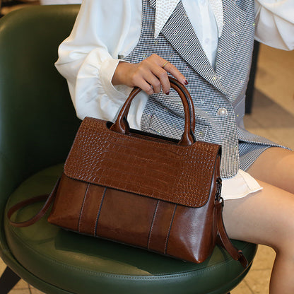 European Leather Messenger Tote