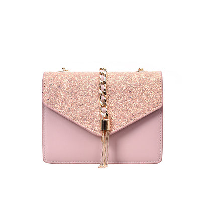 Sequined Chain Messenger Bag