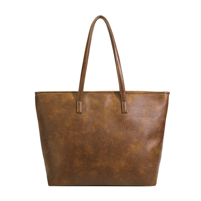 Retro Solid‑Color Work & Commute Tote