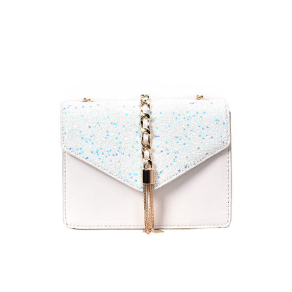 Sequined Chain Messenger Bag