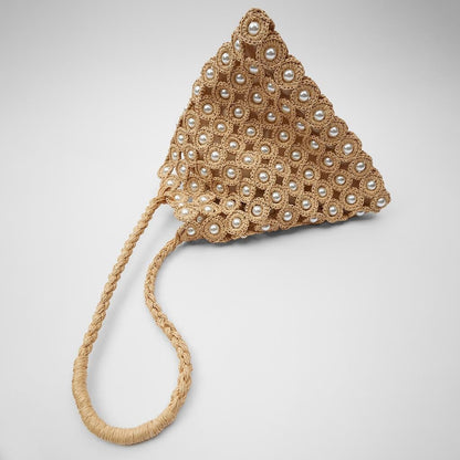 Pearl Inlaid Woven Tote