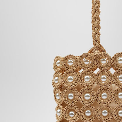 Pearl Inlaid Woven Tote