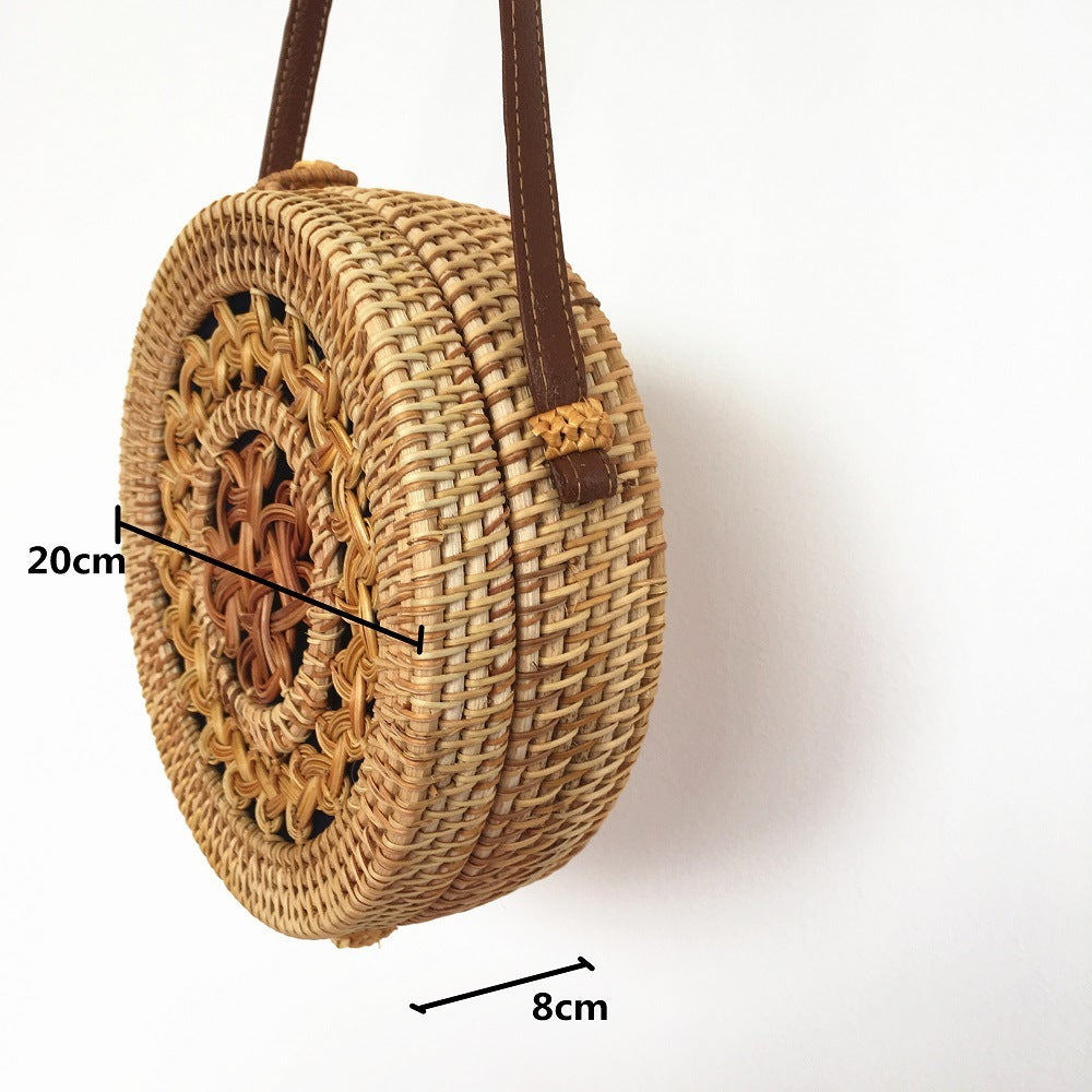 Round Rattan Beach Bag