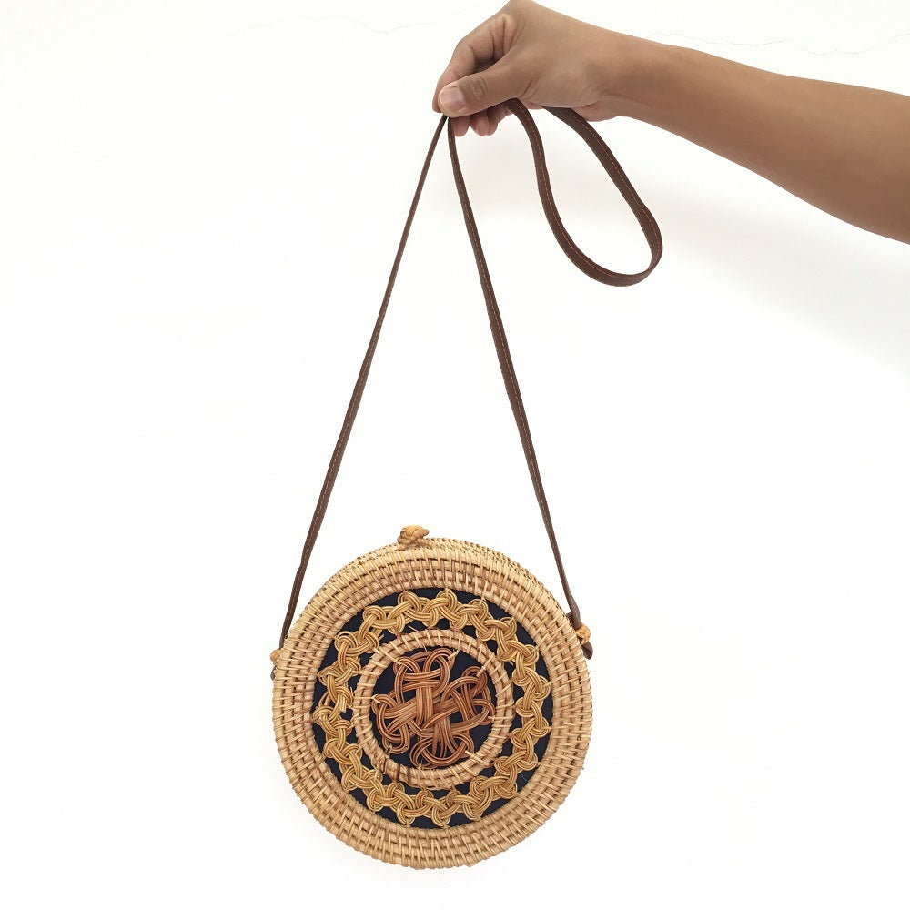 Round Rattan Beach Bag