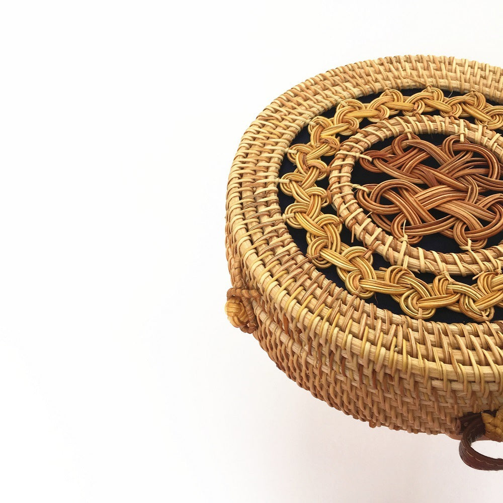 Round Rattan Beach Bag