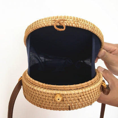 Round Rattan Beach Bag