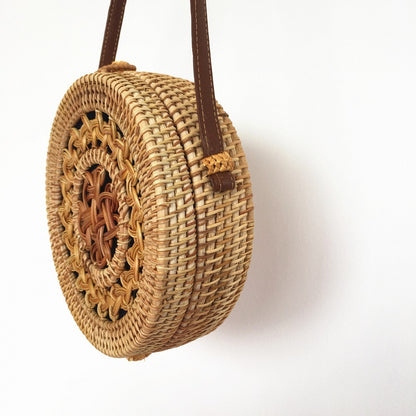 Round Rattan Beach Bag