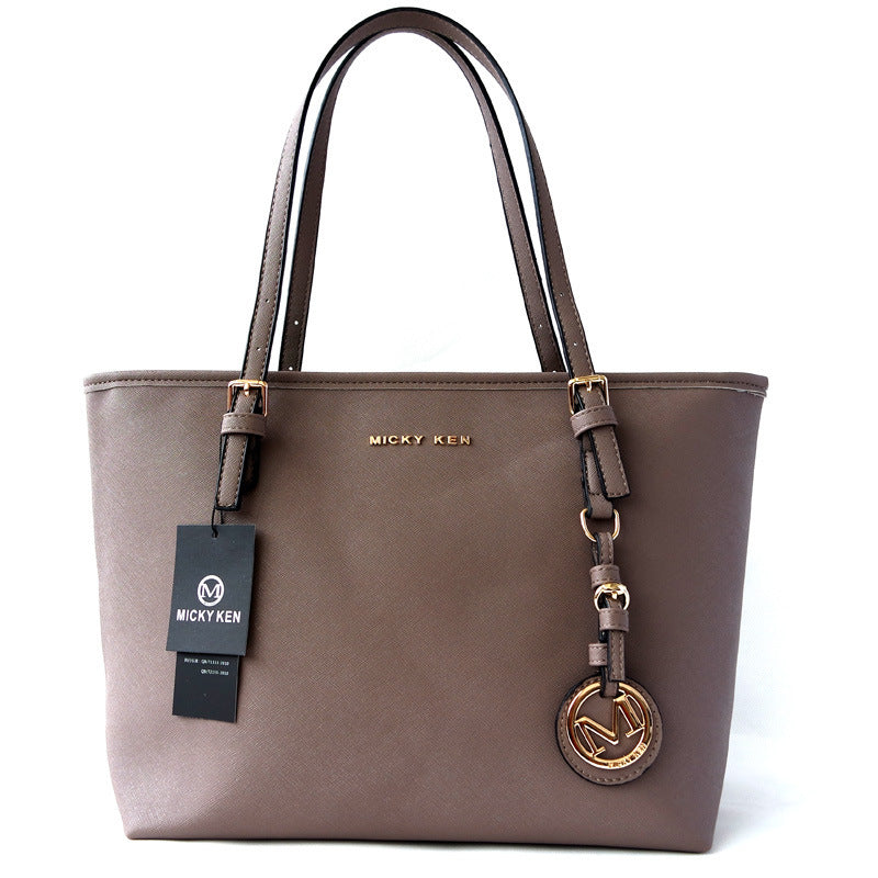 Cross-Grain Leather Handbag