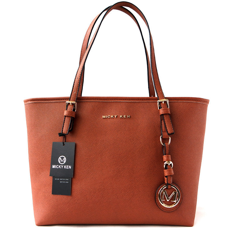 Cross-Grain Leather Handbag