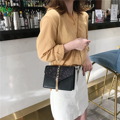 Sequined Chain Messenger Bag