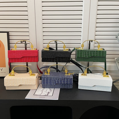 Croc-Pattern Retro Box Bag