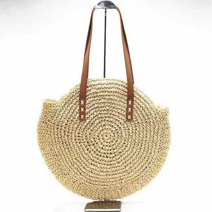 Round Boho Straw Bag