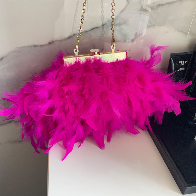 Feather Chain Evening Clutch