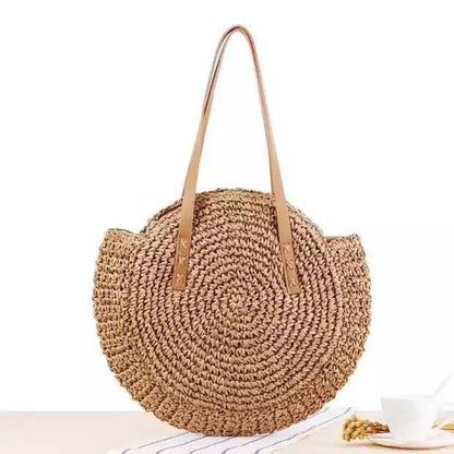 Round Boho Straw Bag