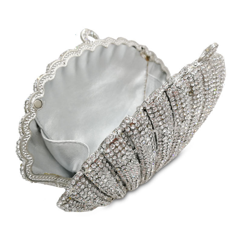 Scalloped Crystal Shell Clutch