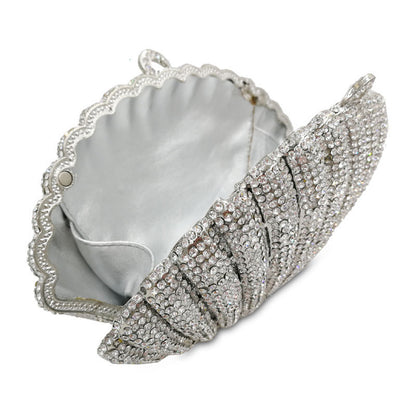 Scalloped Crystal Shell Clutch