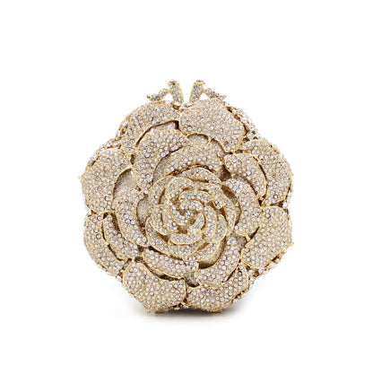 Rose Rhinestone Hollow Clutch