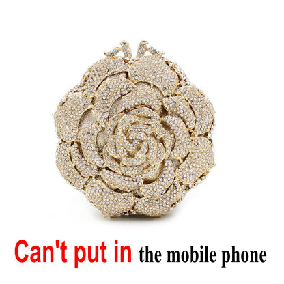 Rose Rhinestone Hollow Clutch