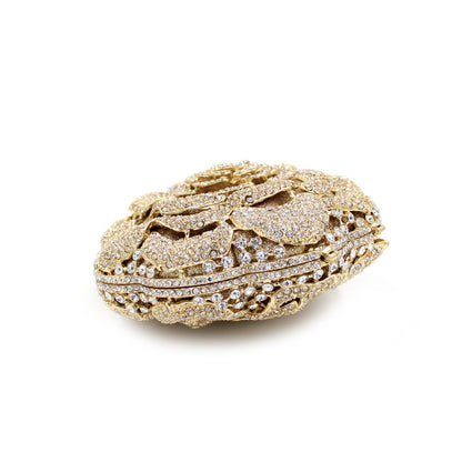 Rose Rhinestone Hollow Clutch