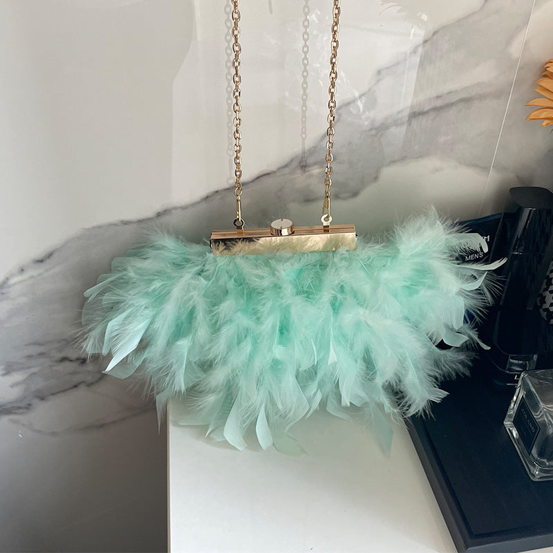 Feather Chain Evening Clutch