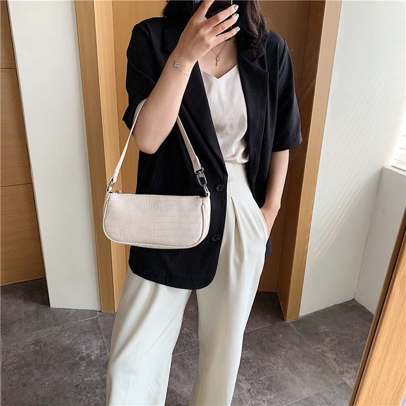 Light cooked style solid color simple shoulder bag