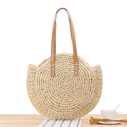 Simple Round Straw Tote