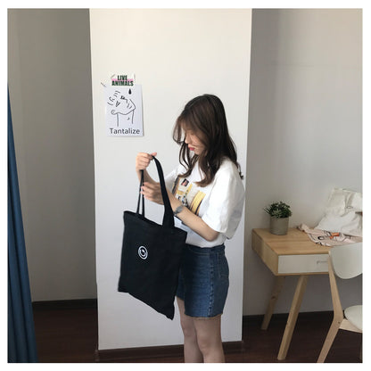 Smiley Canvas Bag One Shoulder Portable Female Student Canvas Bag Shopping Bag