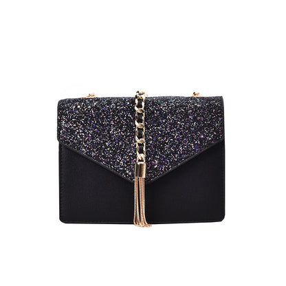 Sequined Chain Messenger Bag
