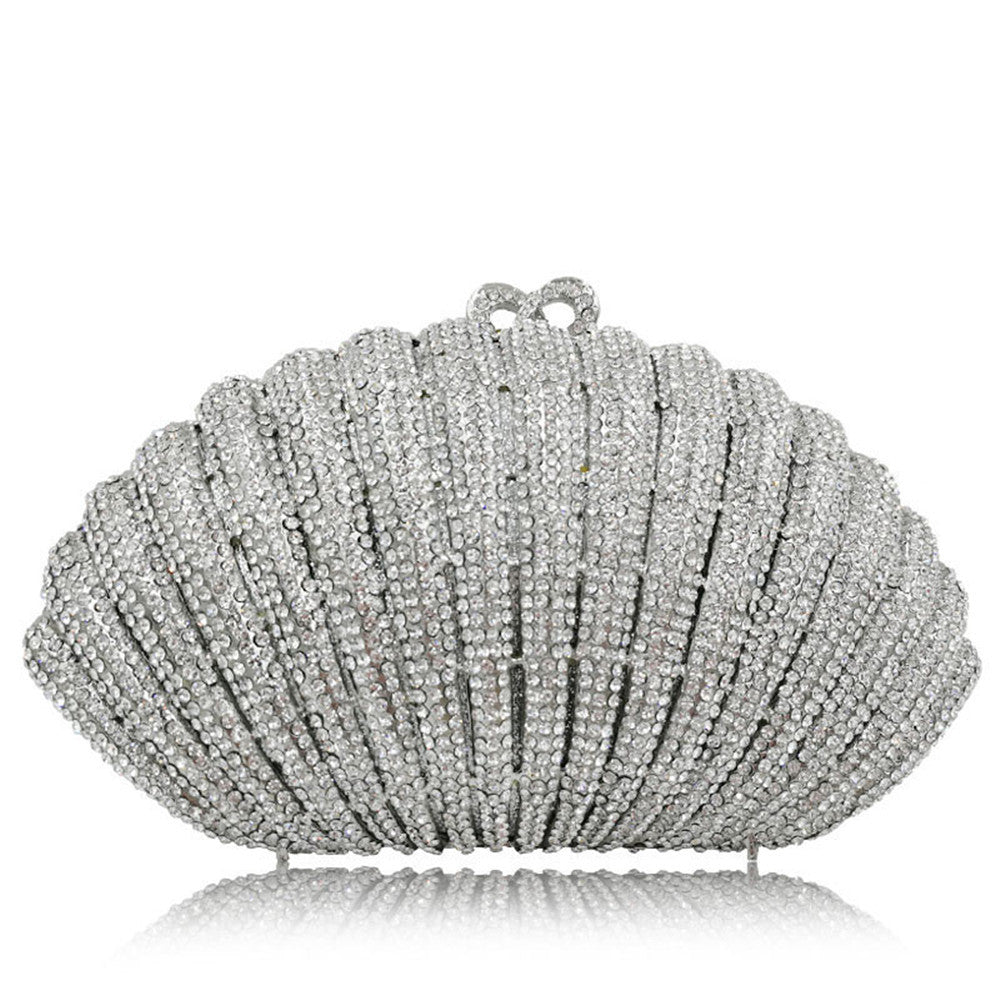 Scalloped Crystal Shell Clutch