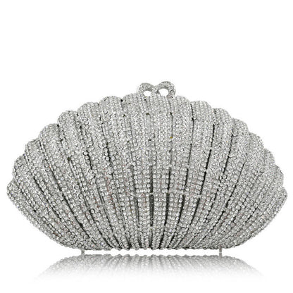 Scalloped Crystal Shell Clutch