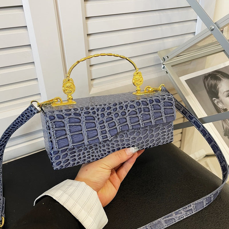 Croc-Pattern Retro Box Bag