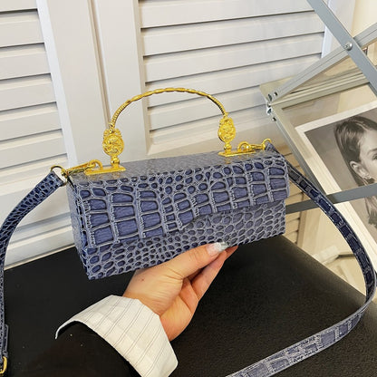 Croc-Pattern Retro Box Bag