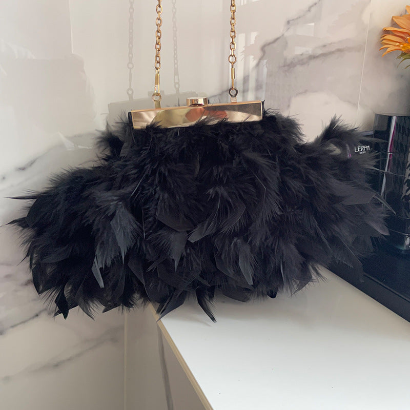 Feather Chain Evening Clutch