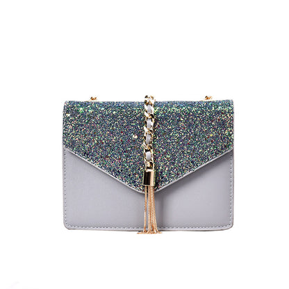 Sequined Chain Messenger Bag