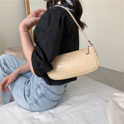 Light cooked style solid color simple shoulder bag