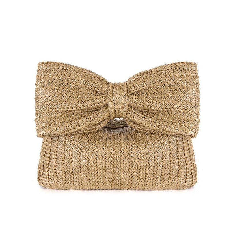Bow knot grass woven handbag small bag hand-held bag