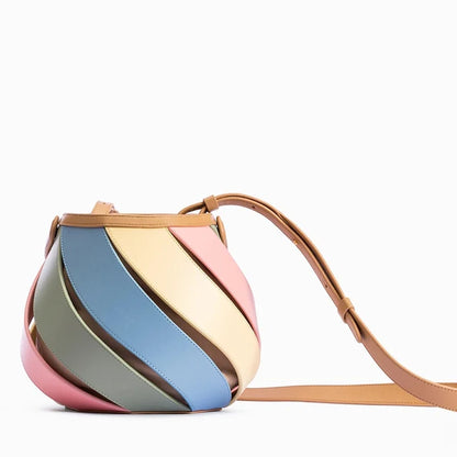 Colorful Striped Leather Tote