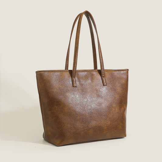 Retro Solid‑Color Work & Commute Tote