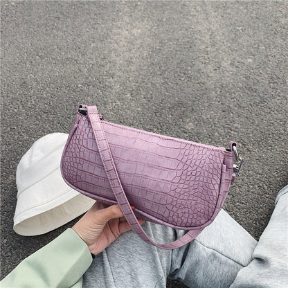 Light cooked style solid color simple shoulder bag
