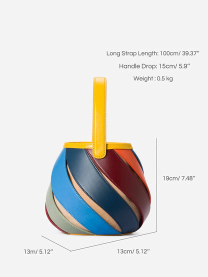 Colorful Striped Leather Tote
