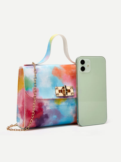 Snake Print Charm Clutch