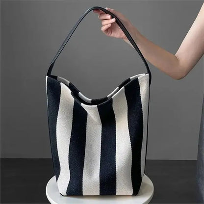 Contrasting Strap Tote Bag