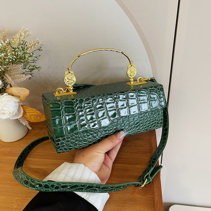 Croc-Pattern Retro Box Bag