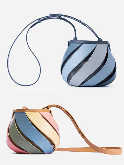 Colorful Striped Leather Tote