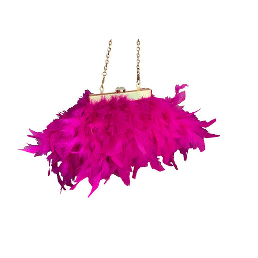 Feather Chain Evening Clutch