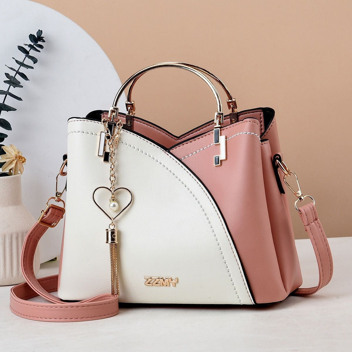 Korean Color Block Bucket Bag